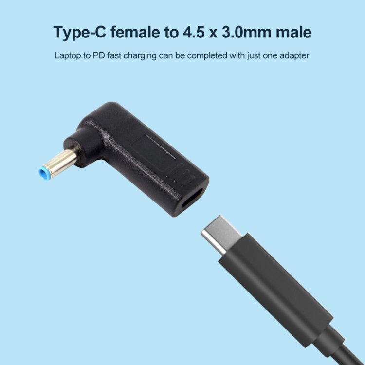 USB-C / Typ-C weiblich zu 4,5 x 3,0mm männlich Stecker Winkeladapter Verbinder, 4,5 x 3,0mm Winkel Schwarz, 4,5 x 3,0mm Winkel Blau