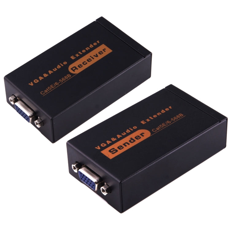 VGA & Audio Extender 1920x1440 HD 100m Cat5e / 6-568B Netzwerkkabel Sender Empfänger Adapter, Übertragungsdistanz: 100m
