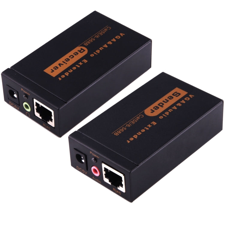 VGA & Audio Extender 1920x1440 HD 100m Cat5e / 6-568B Netzwerkkabel Sender Empfänger Adapter, Übertragungsdistanz: 100m