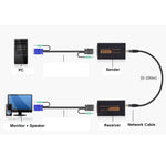 VGA & Audio Extender 1920x1440 HD 100m Cat5e / 6-568B Netzwerkkabel Sender Empfänger Adapter, Übertragungsdistanz: 100m