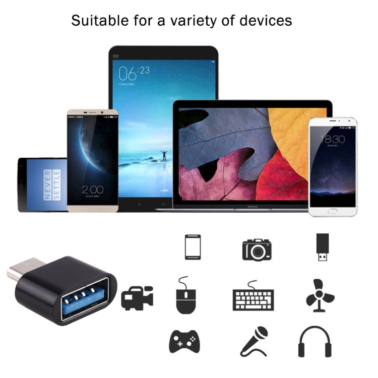 USB-C / Type-C Stecker auf USB 2.0 Buchse OTG-Datenübertragungs-Ladeadapter aus Kunststoff