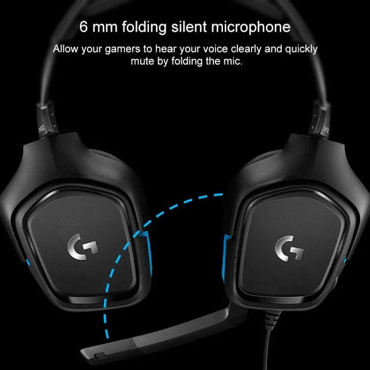 Logitech G431 Dolby 7.1 Surround Sound Stereo Faltbares Geräuschunterdrückungs-Wettkampf-Gaming-Headset, G431