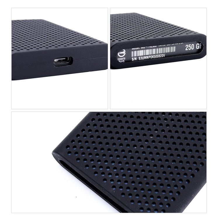 PT500 Kratzfeste All-inclusive Tragbare Festplatten Silikon Schutzhülle für Samsung Portable SSD T5, mit Lüftung, Rot, Weiß, Schwarz, Blau