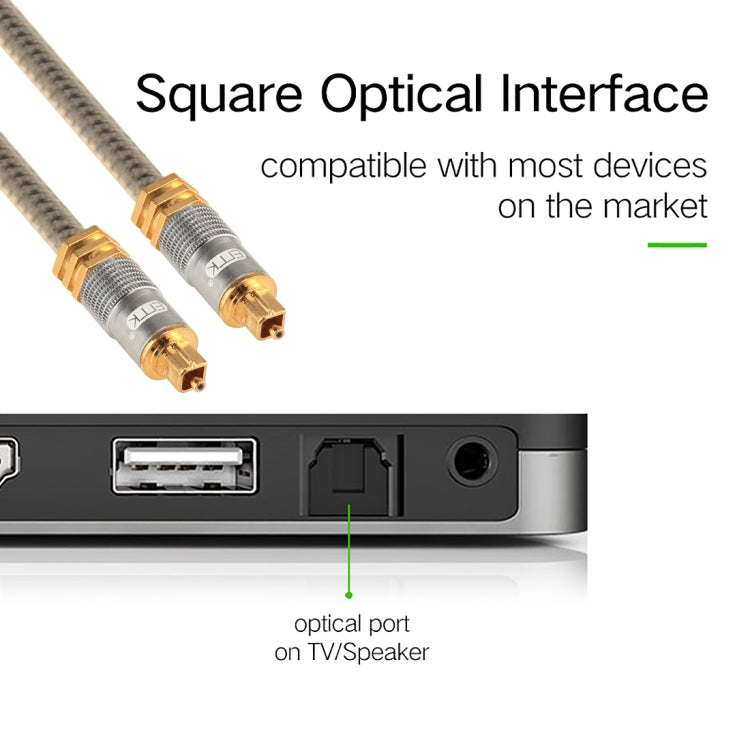 EMK YL-A 3m OD8.0mm Vergoldeter Metallkopf Toslink Stecker-zu-Stecker Digitales Optisches Audiokabel, Länge: 3m