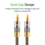 EMK YL-A 3m OD8.0mm Vergoldeter Metallkopf Toslink Stecker-zu-Stecker Digitales Optisches Audiokabel, Länge: 3m