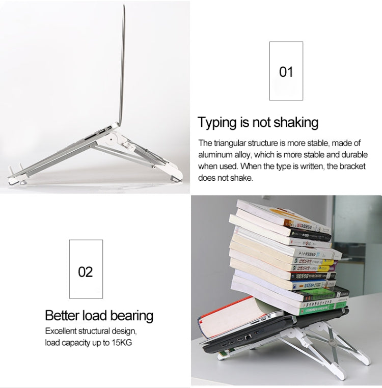 Aluminiumlegierung Laptop Höhenverlängerungs-Halter Ständer Klappbar Tragbarer Computer Wärmeableitungs-Halterung, Größe: 24.5x3.3x2.8cm