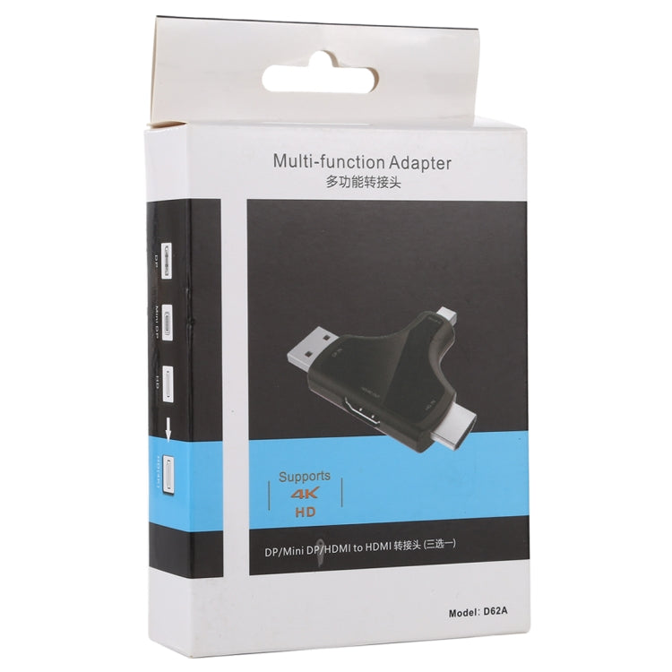 D62A DisplayPort + Mini DP + HDMI Stecker zu HDMI Buchse 3-in-1 Adapter, D62A