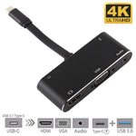 V126 USB-C / Typ-C Stecker zu PD + HDMI + VGA + Audio + USB 3.0 Buchse 5-in-1 Konverter, 5-in-1