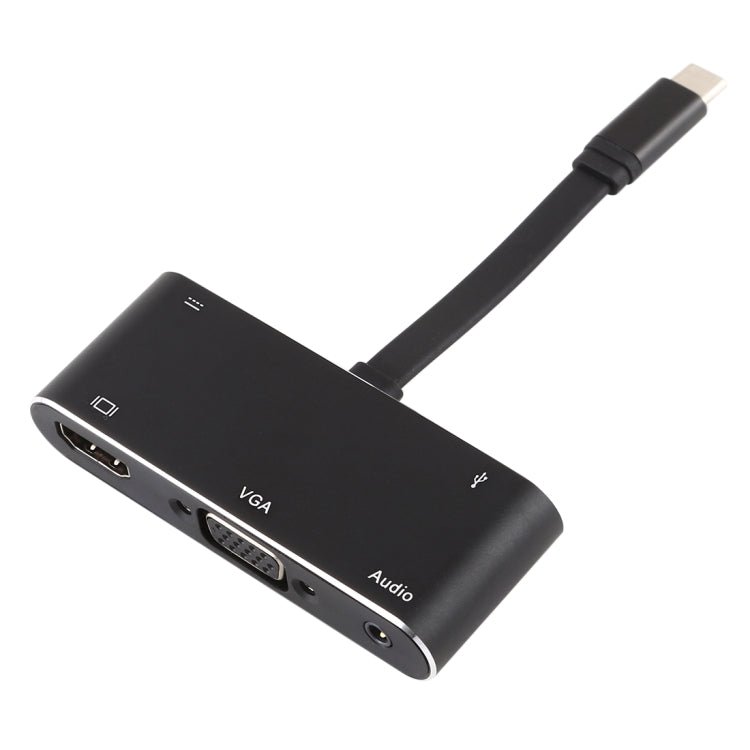 V126 USB-C / Typ-C Stecker zu PD + HDMI + VGA + Audio + USB 3.0 Buchse 5-in-1 Konverter, 5-in-1