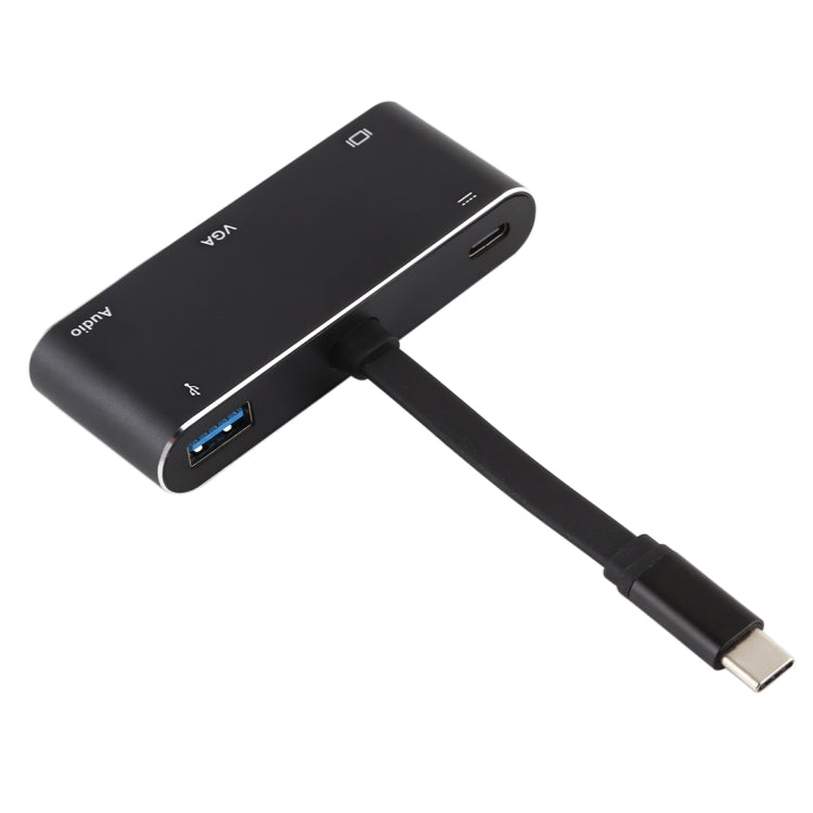 V126 USB-C / Typ-C Stecker zu PD + HDMI + VGA + Audio + USB 3.0 Buchse 5-in-1 Konverter, 5-in-1