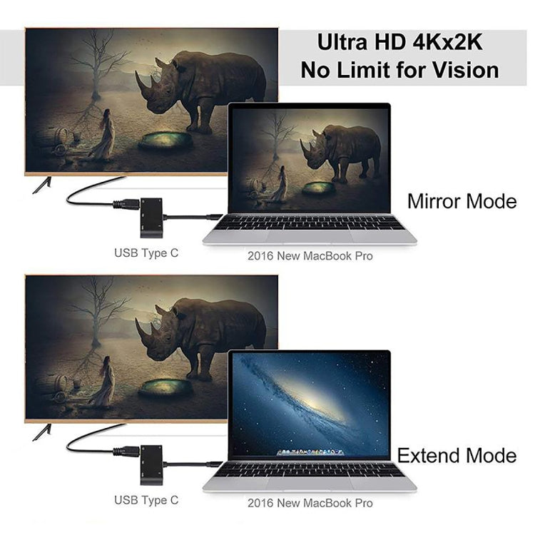 V126 USB-C / Typ-C Stecker zu PD + HDMI + VGA + Audio + USB 3.0 Buchse 5-in-1 Konverter, 5-in-1