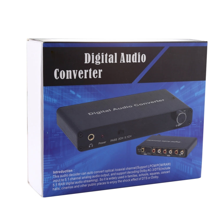 2-Kanal Digitaler Audio-Decoder-Konverter mit optischem Toslink SPDIF Koaxial für Heimkino / PS4 / PS3 / XBOX360, unterstützt Lautstärkeregelung, AC-3, DTS