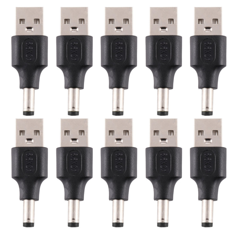 10 Stück 5,5 x 2,1mm Stecker zu USB 2.0 Stecker DC Stromstecker, 5,5 x 2,1mm