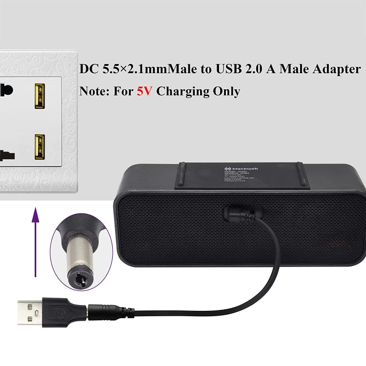 10 Stück 5,5 x 2,1mm Stecker zu USB 2.0 Stecker DC Stromstecker, 5,5 x 2,1mm