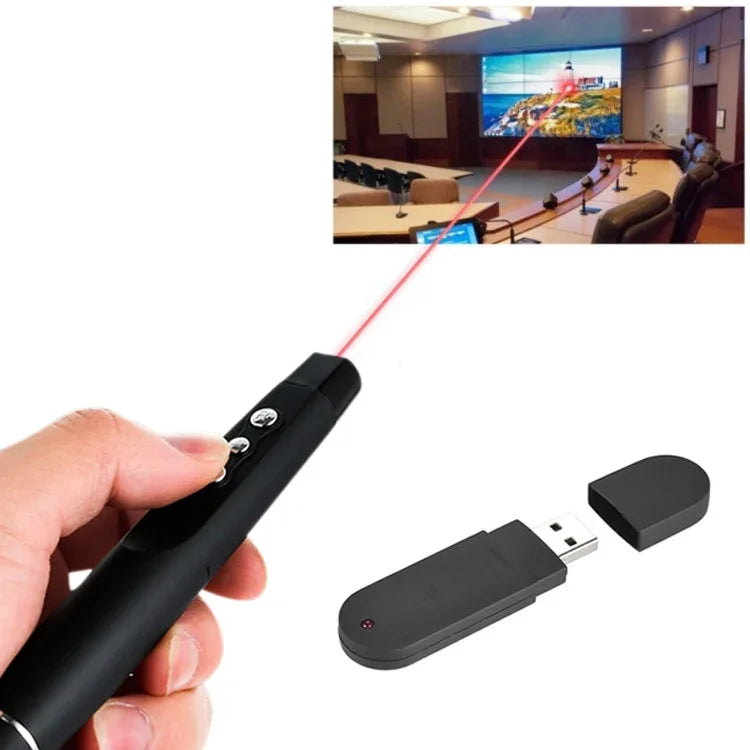2,4-GHz-Wireless-Laser-PowerPoint-Seitenwenderstift, drahtloser Multimedia-Präsentationsprojektionsstift mit USB-Empfänger, Reichweite der Fernbedienung: 30 m, 30 m