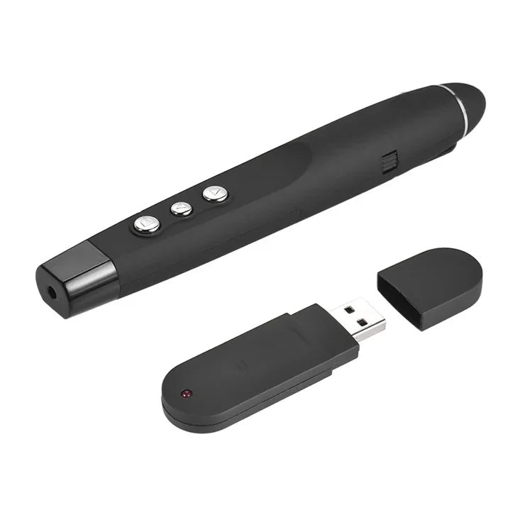 2,4-GHz-Wireless-Laser-PowerPoint-Seitenwenderstift, drahtloser Multimedia-Präsentationsprojektionsstift mit USB-Empfänger, Reichweite der Fernbedienung: 30 m, 30 m