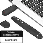 2,4-GHz-Wireless-Laser-PowerPoint-Seitenwenderstift, drahtloser Multimedia-Präsentationsprojektionsstift mit USB-Empfänger, Reichweite der Fernbedienung: 30 m, 30 m