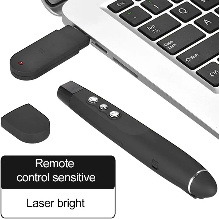2,4-GHz-Wireless-Laser-PowerPoint-Seitenwenderstift, drahtloser Multimedia-Präsentationsprojektionsstift mit USB-Empfänger, Reichweite der Fernbedienung: 30 m, 30 m