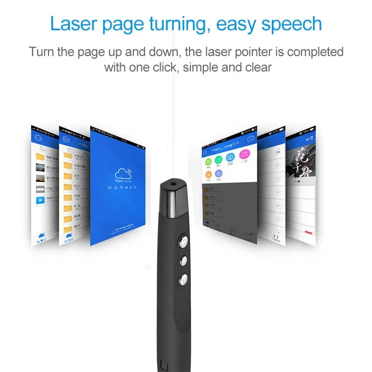 2,4-GHz-Wireless-Laser-PowerPoint-Seitenwenderstift, drahtloser Multimedia-Präsentationsprojektionsstift mit USB-Empfänger, Reichweite der Fernbedienung: 30 m, 30 m
