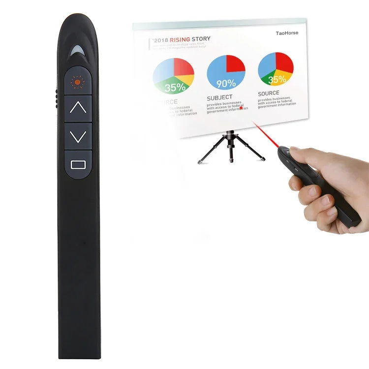 XM930 2,4GHz kabelloser Laser PowerPoint Seitenwendestift, Multimedia Wireless Präsentationsprojektionsstift mit USB-Empfänger, unterstützt Niedrigbatterie-Erinnerung, Fernbedienungsreichweite: 100m, 100m Weiß, 100m Schwarz
