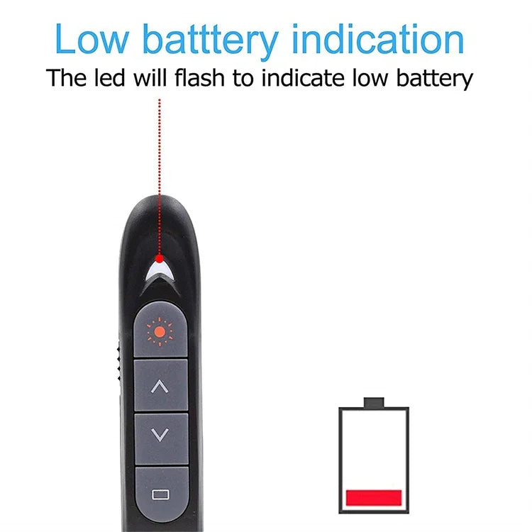 XM930 2,4GHz kabelloser Laser PowerPoint Seitenwendestift, Multimedia Wireless Präsentationsprojektionsstift mit USB-Empfänger, unterstützt Niedrigbatterie-Erinnerung, Fernbedienungsreichweite: 100m, 100m Weiß, 100m Schwarz
