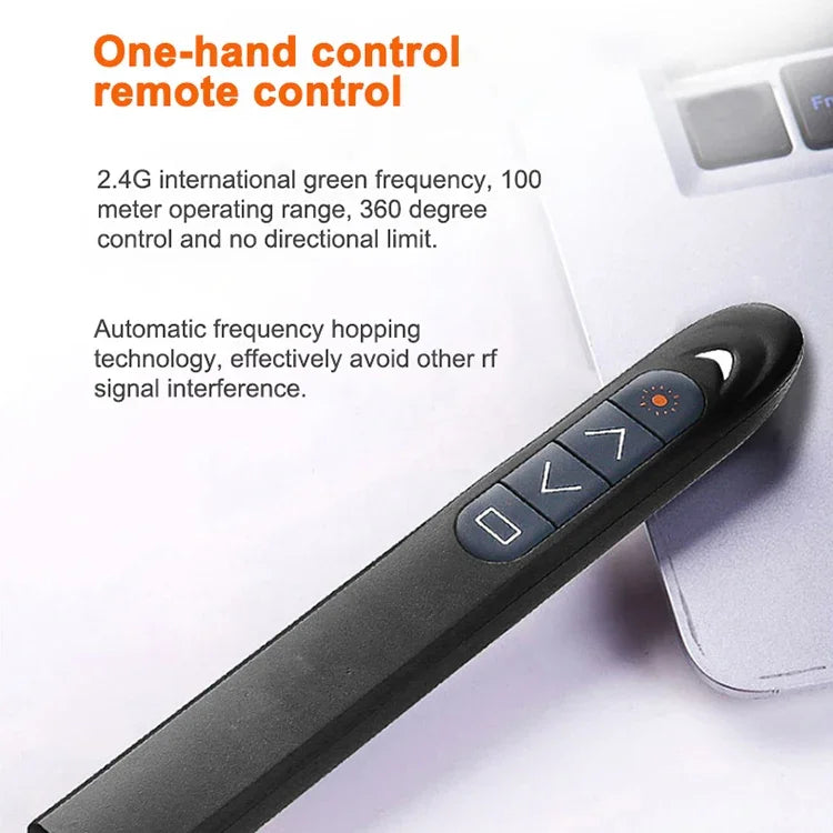 XM930 2,4GHz kabelloser Laser PowerPoint Seitenwendestift, Multimedia Wireless Präsentationsprojektionsstift mit USB-Empfänger, unterstützt Niedrigbatterie-Erinnerung, Fernbedienungsreichweite: 100m, 100m Weiß, 100m Schwarz