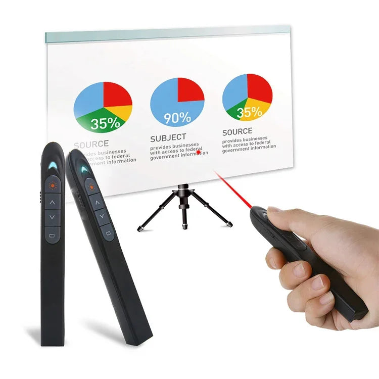 XM930 2,4GHz kabelloser Laser PowerPoint Seitenwendestift, Multimedia Wireless Präsentationsprojektionsstift mit USB-Empfänger, unterstützt Niedrigbatterie-Erinnerung, Fernbedienungsreichweite: 100m, 100m Weiß, 100m Schwarz