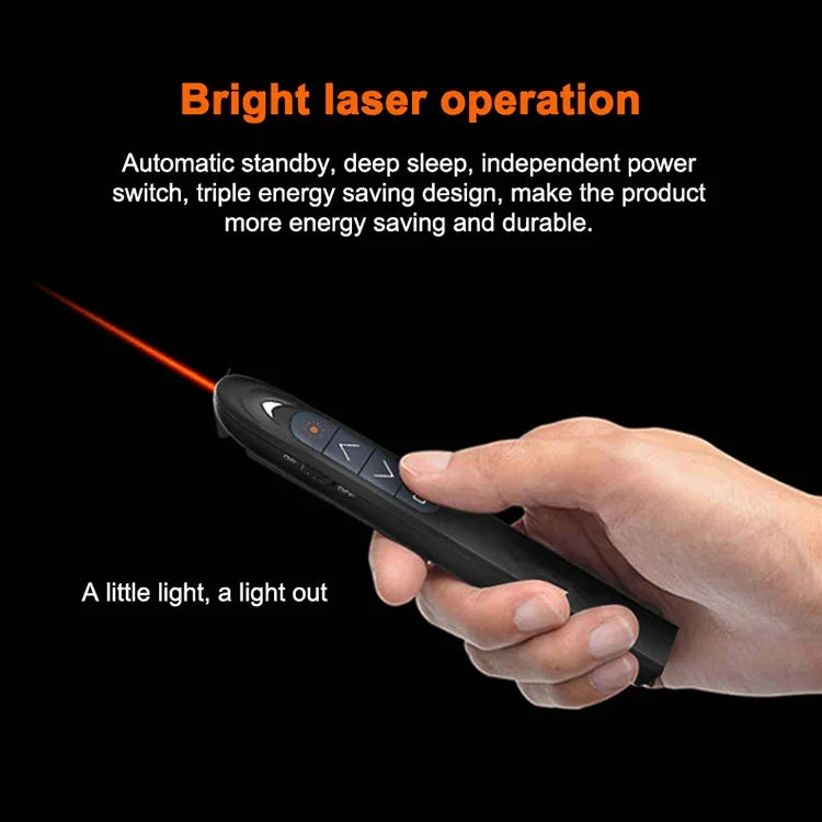 XM930 2,4GHz kabelloser Laser PowerPoint Seitenwendestift, Multimedia Wireless Präsentationsprojektionsstift mit USB-Empfänger, unterstützt Niedrigbatterie-Erinnerung, Fernbedienungsreichweite: 100m, 100m Weiß, 100m Schwarz
