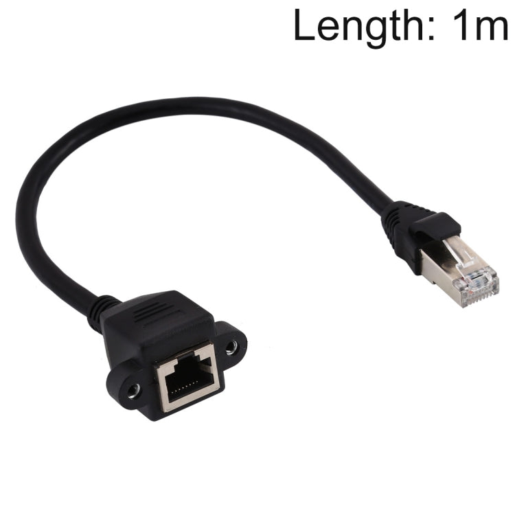 RJ45 Buchse zu Stecker CAT6E Netzwerk Panel-Montage Schraubverschluss Verlängerungskabel, Länge: 1m, Länge: 1m