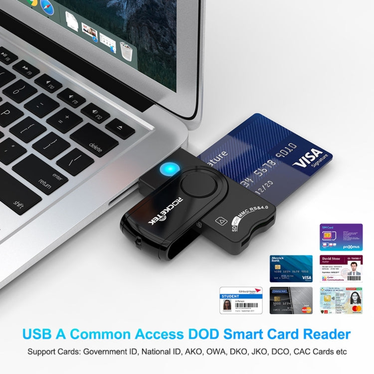 ROCKETEK CR310 USB 3.0 + TF-Karten + SD-Karten + SIM-Karten + Smart Card Multifunktions-Kartenleser, USB 3.0