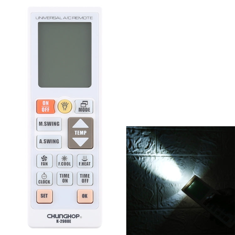 Chunghop K-2988E Universelle Klimaanlagen-Fernbedienung mit Taschenlampe
