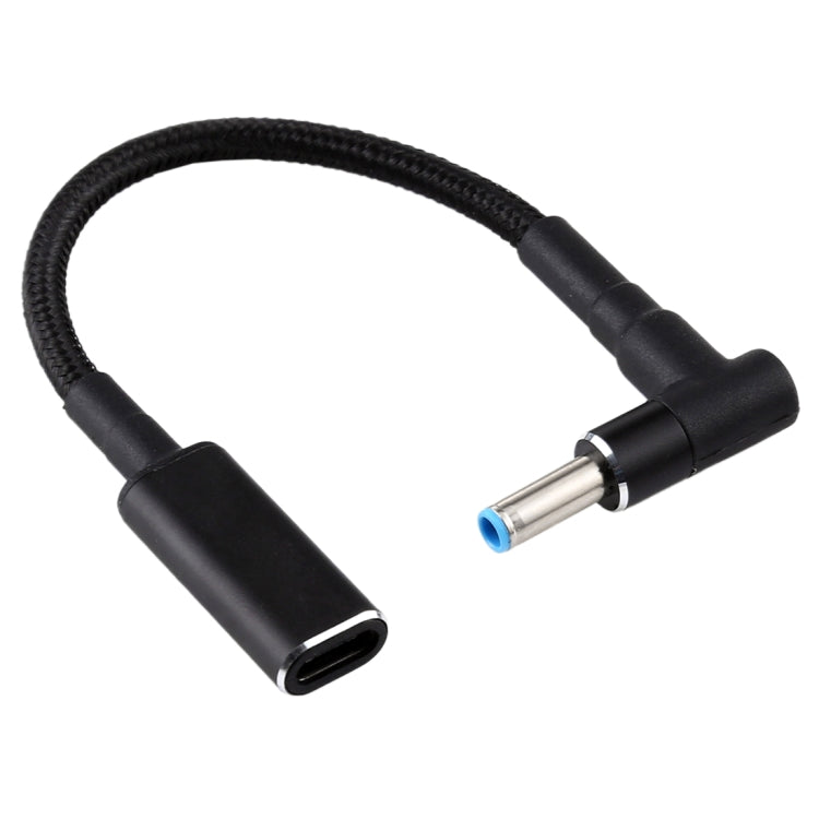 PD 100W 18,5-20V 4,5 x 0,6mm Winkel zu USB-C / Typ-C Adapter Nylon geflochtenes Kabel für HP, 4,5 x 0,6mm