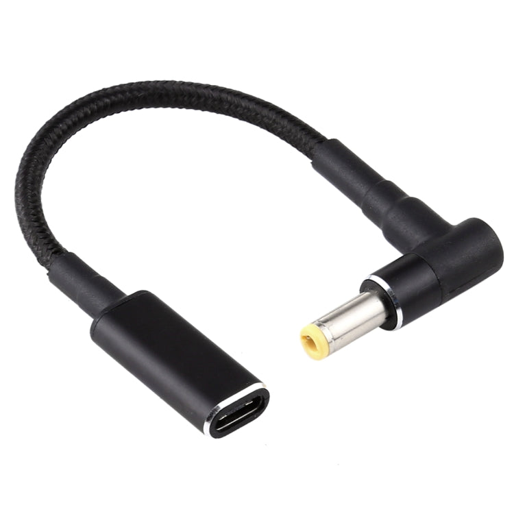 PD 100W 18,5-20V 5,5 x 2,5mm Winkel zu USB-C / Typ-C Adapter Nylon geflochtenes Kabel, 5,5 x 2,5mm