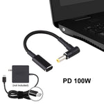 PD 100W 18,5-20V 5,5 x 2,5mm Winkel zu USB-C / Typ-C Adapter Nylon geflochtenes Kabel, 5,5 x 2,5mm