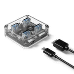 ORICO MH4U-100 USB 3.0 Transparenter Desktop-HUB mit 100cm Micro-USB-Kabel, MH4U-100