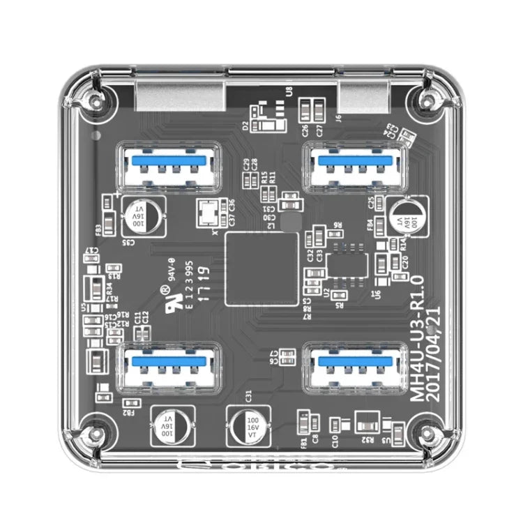 ORICO MH4U-100 USB 3.0 Transparenter Desktop-HUB mit 100cm Micro-USB-Kabel, MH4U-100