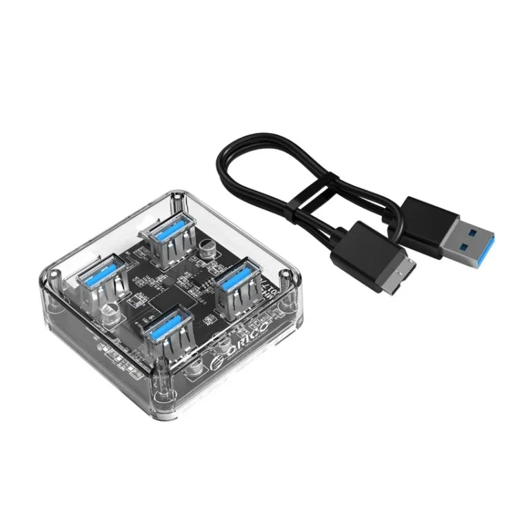 ORICO MH4U-100 USB 3.0 Transparenter Desktop-HUB mit 100cm Micro-USB-Kabel, MH4U-100