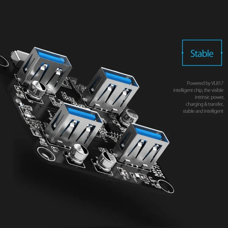 ORICO MH4U-100 USB 3.0 Transparenter Desktop-HUB mit 100cm Micro-USB-Kabel, MH4U-100