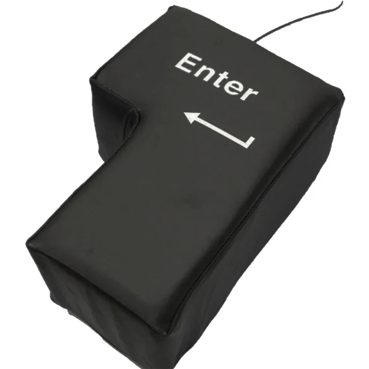 Großes USB-Computer-Desktop-Kissen mit Enter-Taste, kreatives Belüftungskissen mit Enter-Taste (Schwarz)