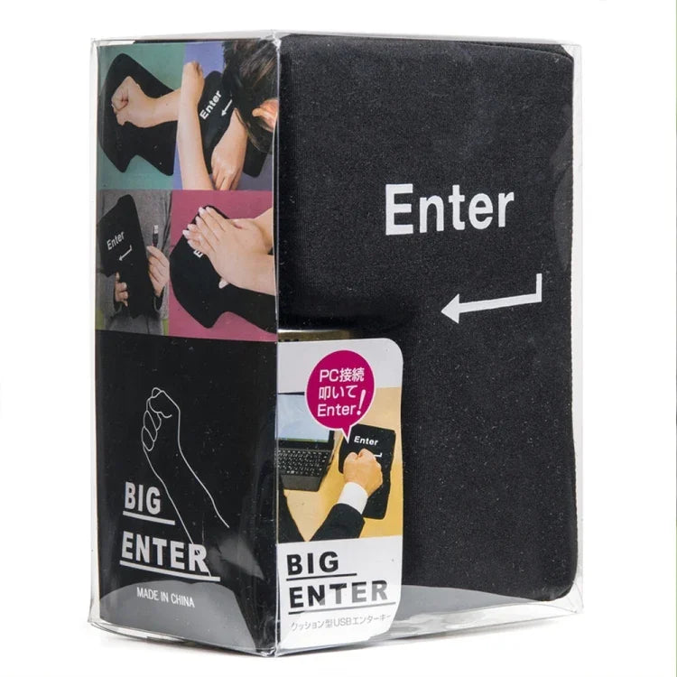 Großes USB-Computer-Desktop-Kissen mit Enter-Taste, kreatives Belüftungskissen mit Enter-Taste (Schwarz)