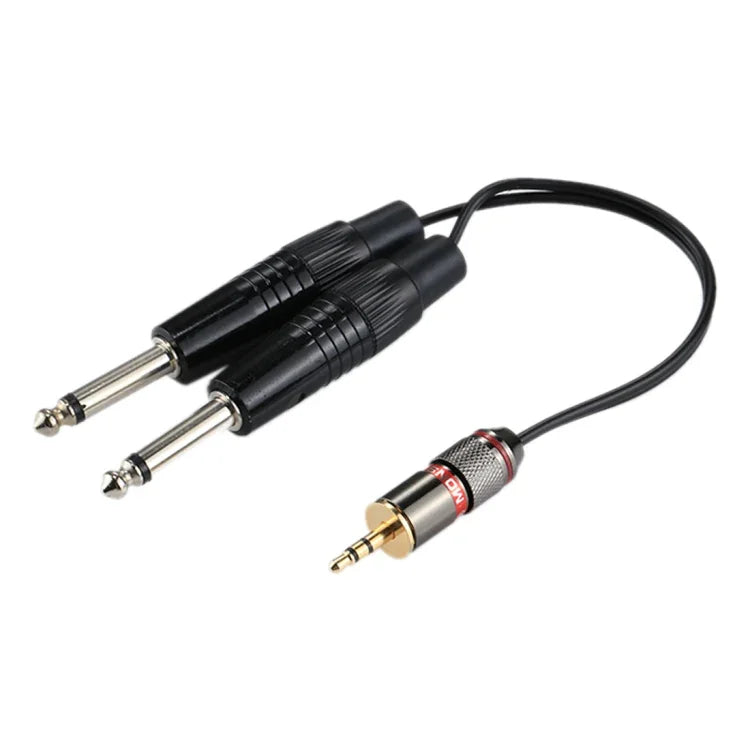 3,5-mm-Klinkenstecker auf 2 x 6,35-mm-Klinkenstecker Mono-Audio-Adapterkabel, Gesamtlänge: ca. 27 cm