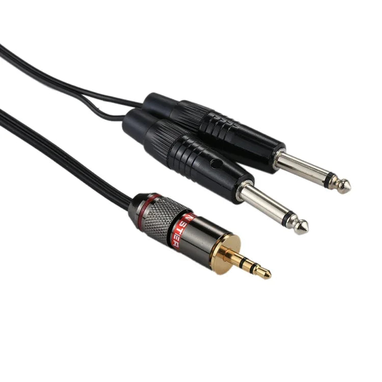 3,5-mm-Klinkenstecker auf 2 x 6,35-mm-Klinkenstecker Mono-Audio-Adapterkabel, Gesamtlänge: ca. 27 cm