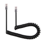 4-adriges Stecker-zu-Stecker RJ11 Feder-Telefonverlängerungskabel, Dehnbare Länge: 2m (Schwarz), Länge: 2m