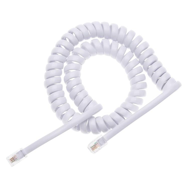 4-adriges Stecker-zu-Stecker RJ11 Feder-Telefonverlängerungskabel, Dehnbare Länge: 2m (Schwarz), Länge: 2m