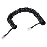 4-adriges Stecker-zu-Stecker RJ11 Feder-Telefonverlängerungskabel, Dehnbare Länge: 2m (Schwarz), Länge: 2m