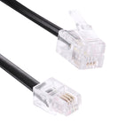 4-adriges Stecker-zu-Stecker RJ11 Feder-Telefonverlängerungskabel, Dehnbare Länge: 2m (Schwarz), Länge: 2m