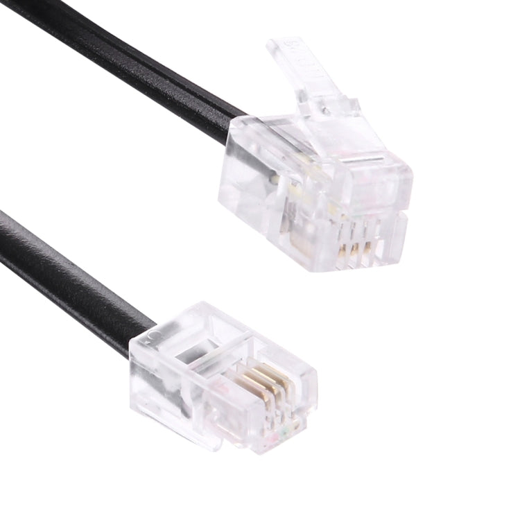 4-adriges Stecker-zu-Stecker RJ11 Feder-Telefonverlängerungskabel, Dehnbare Länge: 2m (Schwarz), Länge: 2m