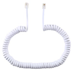 4-adriges Stecker zu Stecker RJ11 Feder-Telefonverlängerungskabel, Dehnbare Länge: 3m (Weiß), Länge: 3m