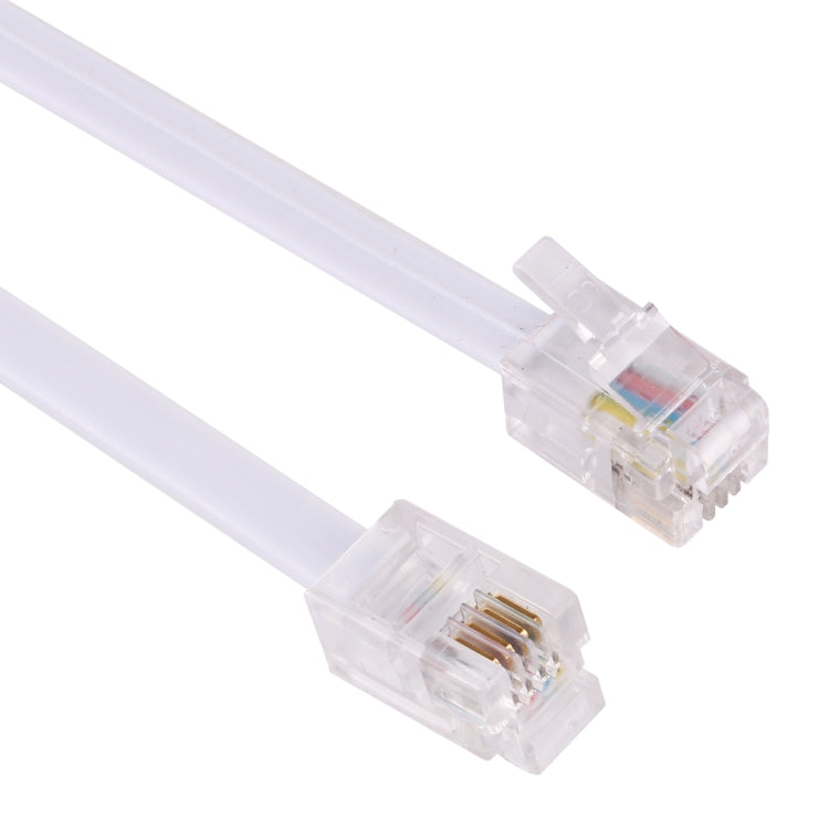 4-adriges Stecker zu Stecker RJ11 Feder-Telefonverlängerungskabel, Dehnbare Länge: 3m (Weiß), Länge: 3m