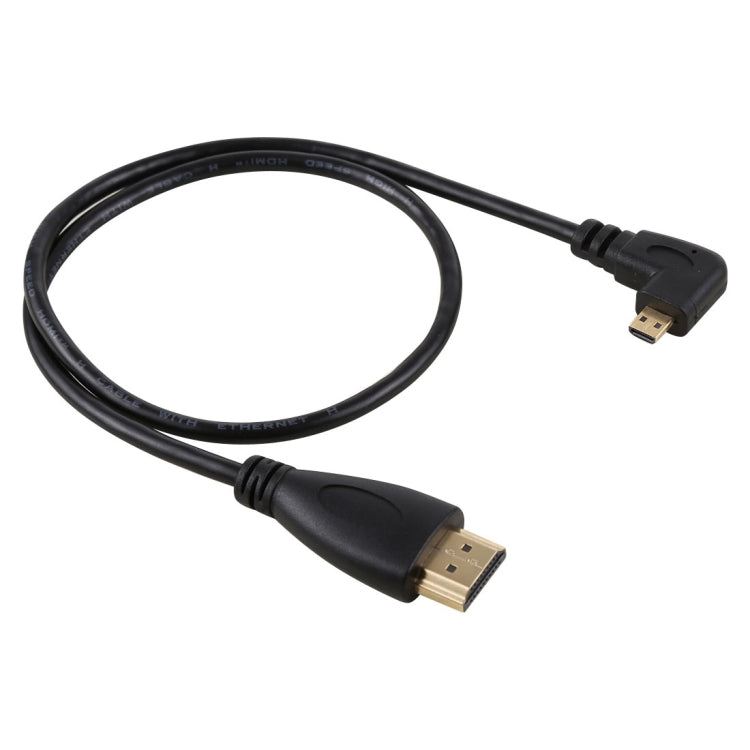 50cm 4K HDMI Stecker zu Micro HDMI Linksgewinkelter Stecker Vergoldeter Anschluss Adapterkabel, 50cm Links